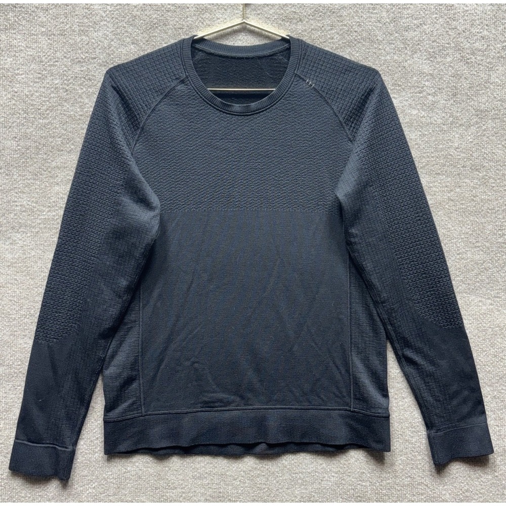 Lululemon Sweater Men Medium Black Thermal‎ Long Sleeve Crew Pullover Athleisure